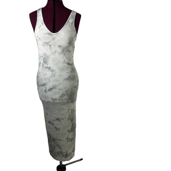 Enza Costa Silk Blend Ribbed Tank Midi Dress in Vapor Ionic Gray Sz L Tie Dye - Picture 3 of 14